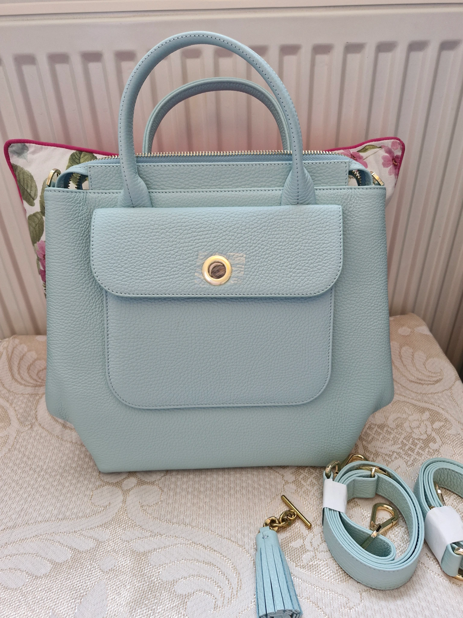Tiffany mint mini poppy brand new gold hardware fully loaded 