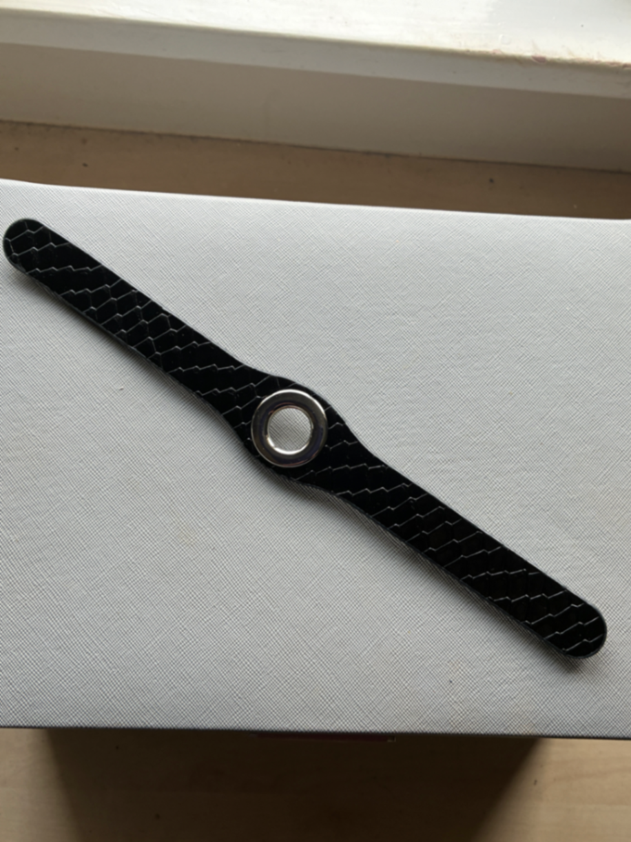 Black moc croc stud deco with silver hardware