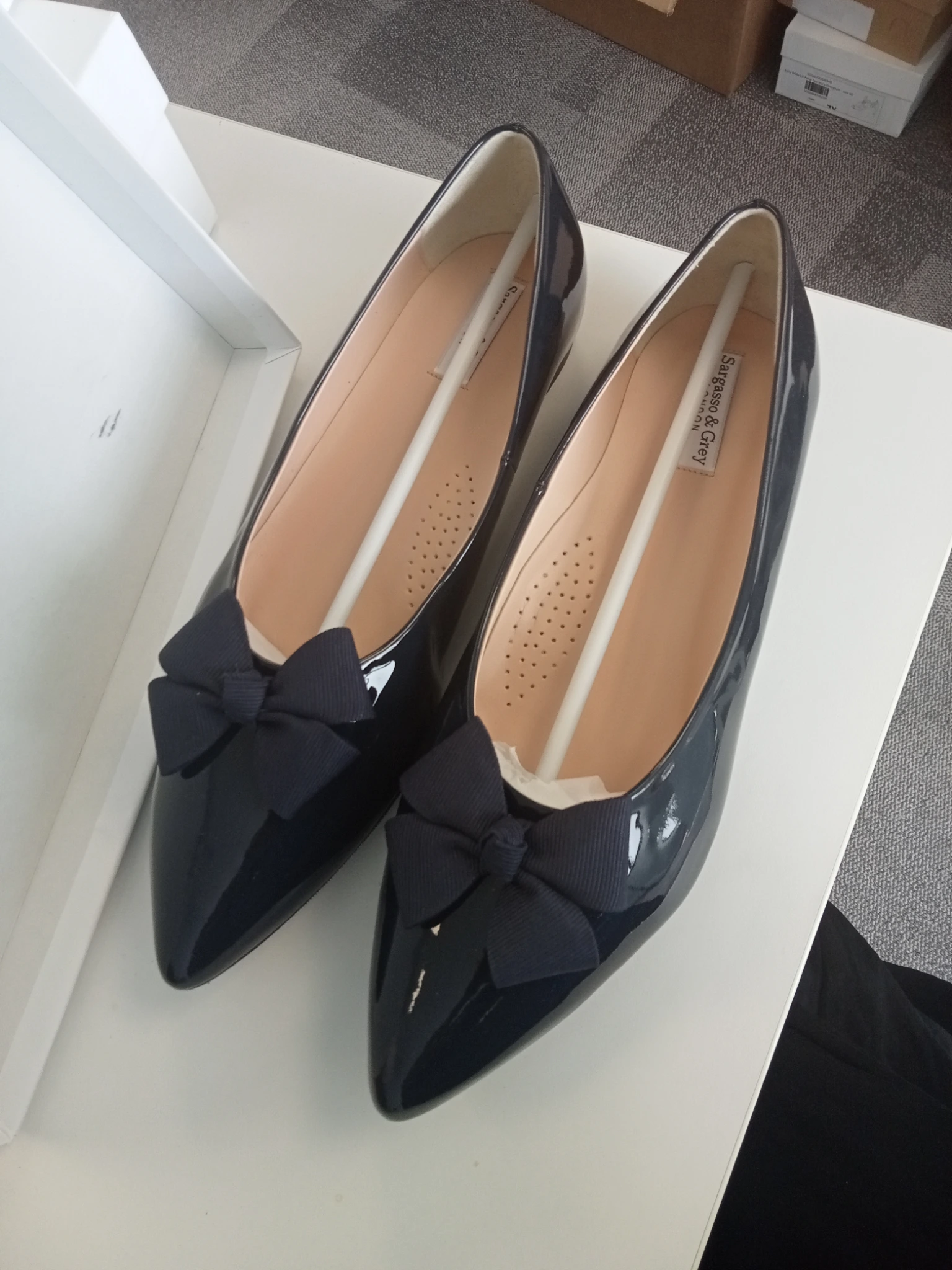 Laura Wide Fit Flats - Navy Patent