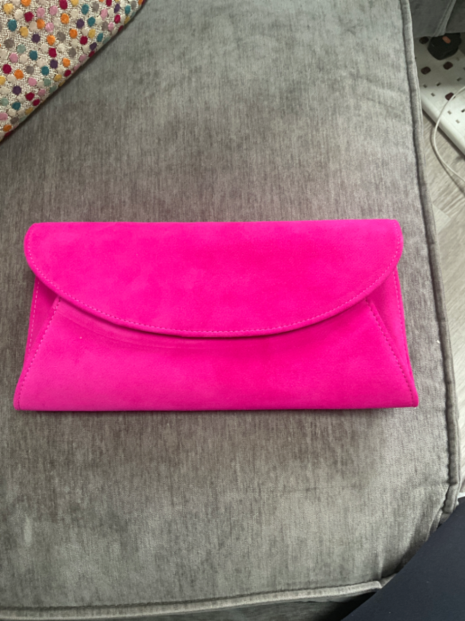 Clutch - Fuchsia Pink Suede