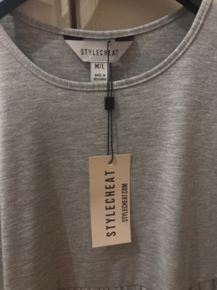 Stef Grey Tiered Jersey Smock Dress