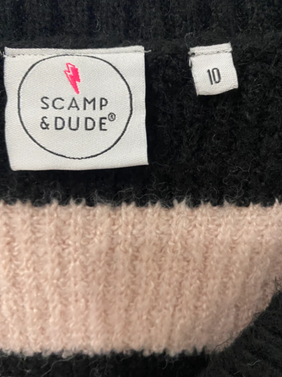 Black and Blush Pink Stripe V Neck Knit Jumper