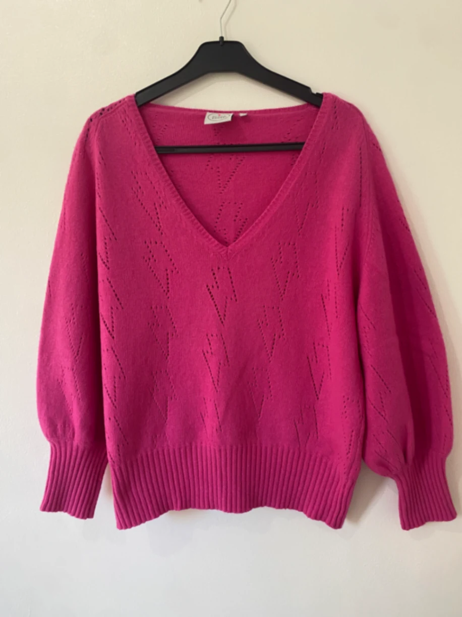 Hot Pink Pointelle Knitted Jumper