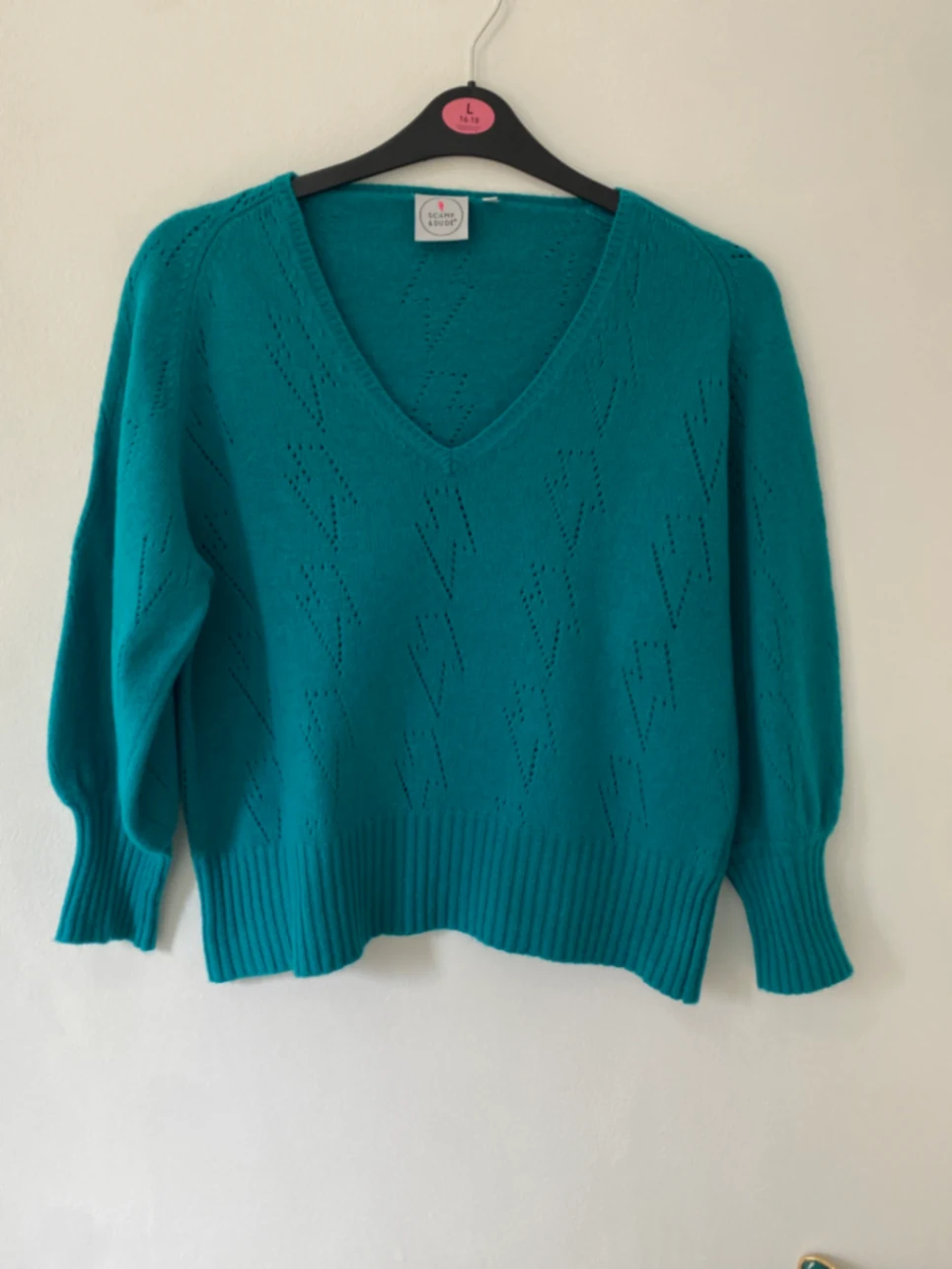 Teal Pointelle Knitted Jumper