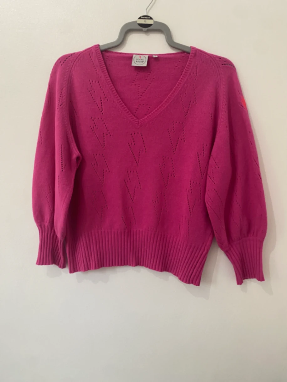 Hot Pink Pointelle Knitted Jumper