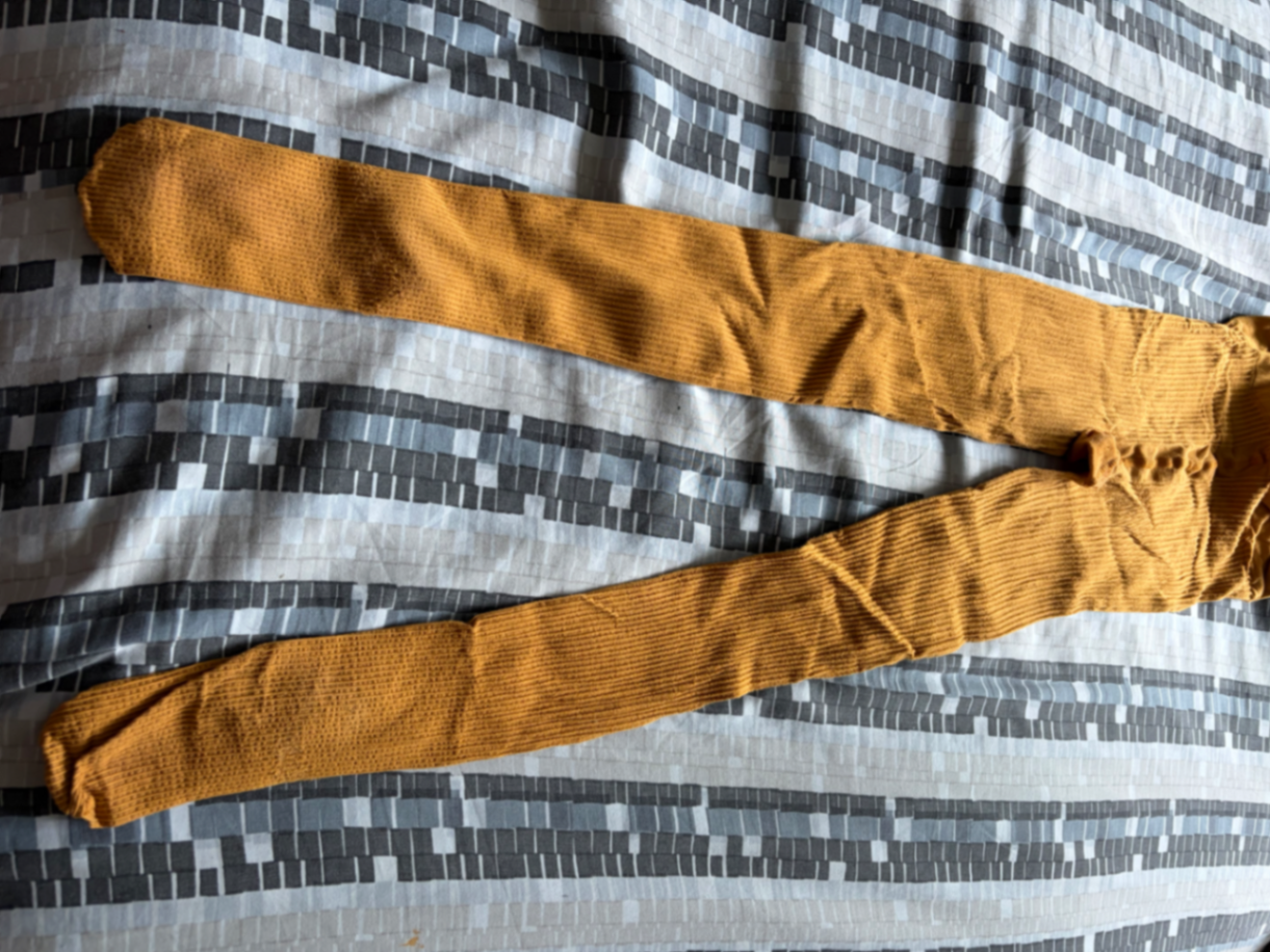 Mustard ribbed tights