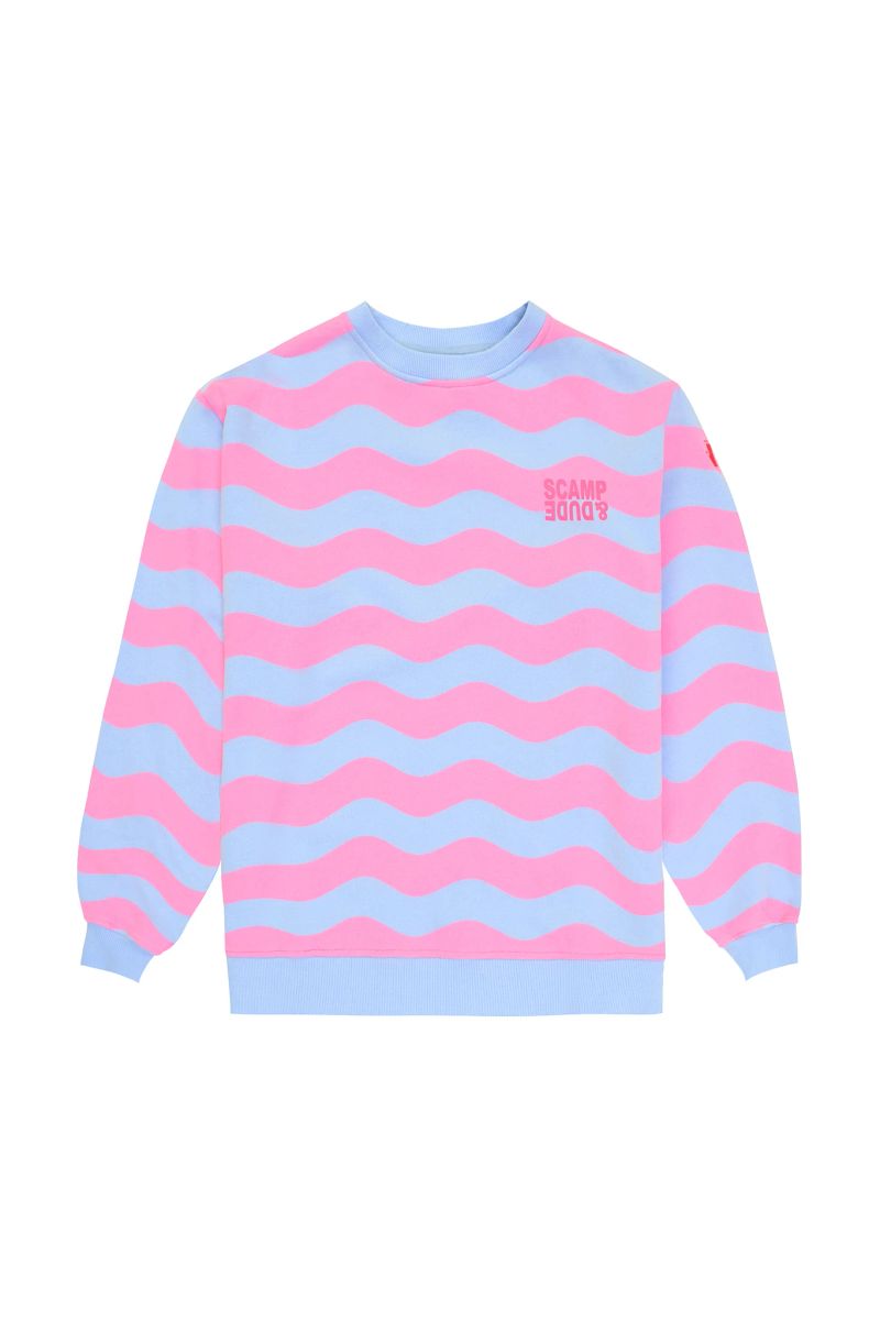Pink Wave Stripe Oversized Sweatshirt