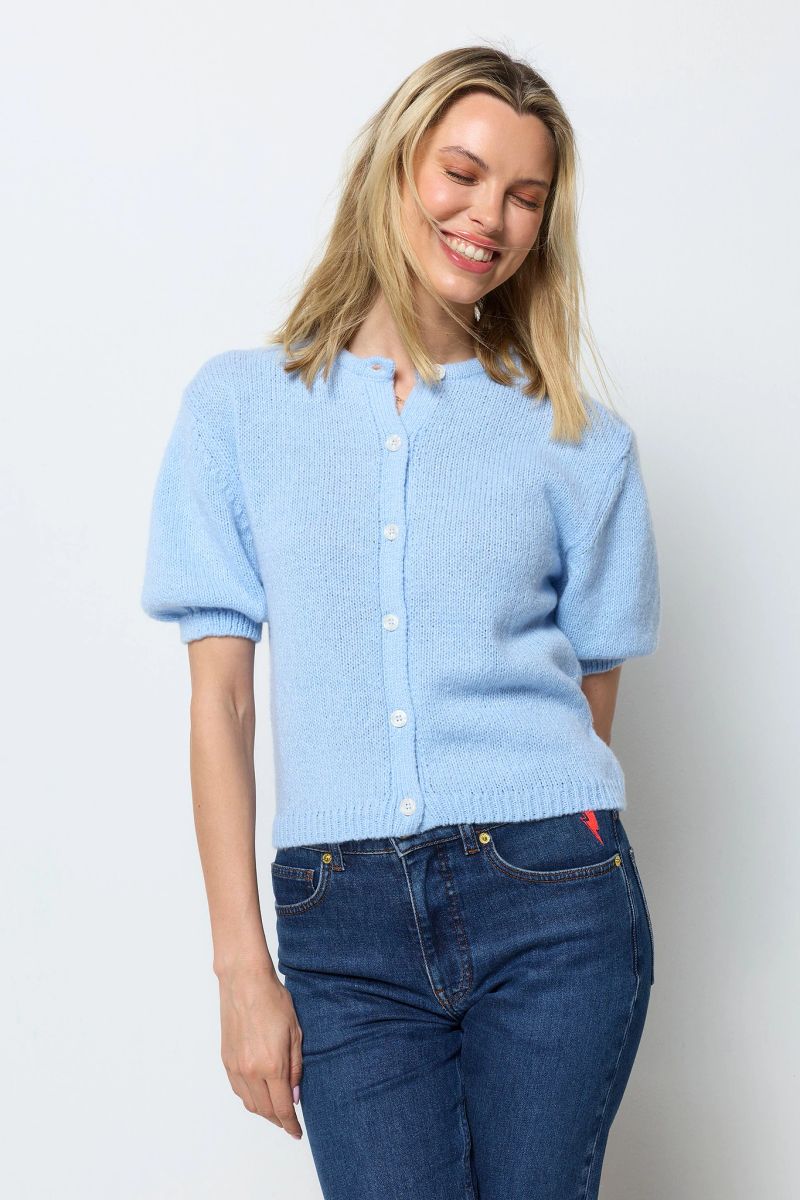 Light Blue Short Sleeve Cardigan