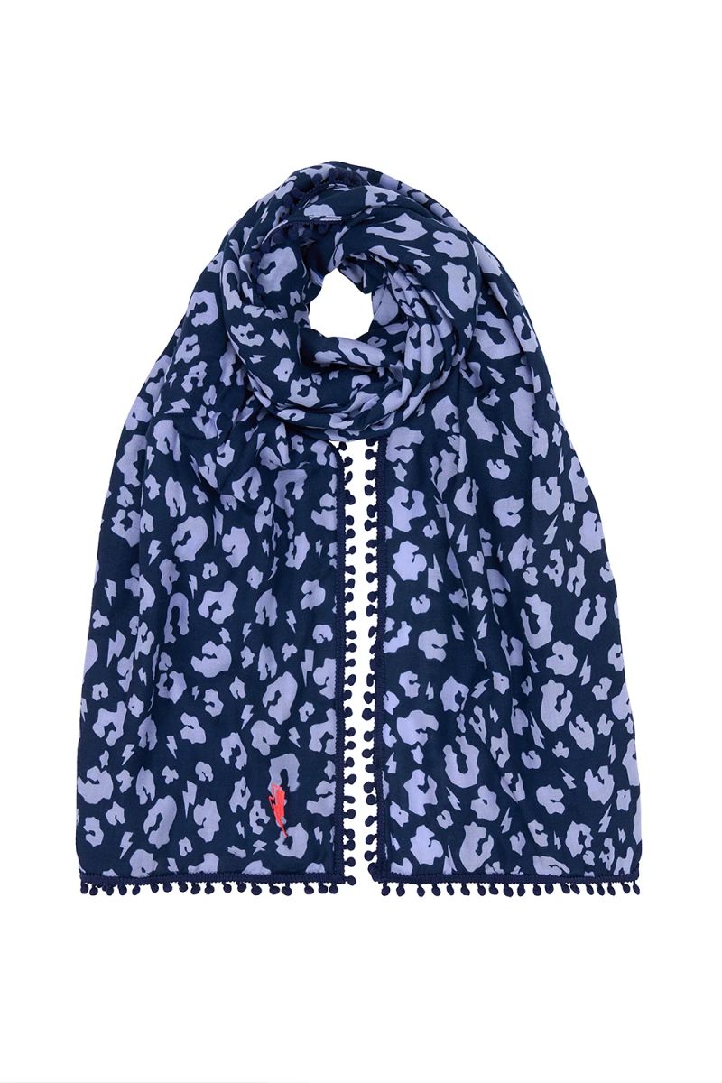 Navy with Blue Leopard and Lightning Bolt Super Scarf