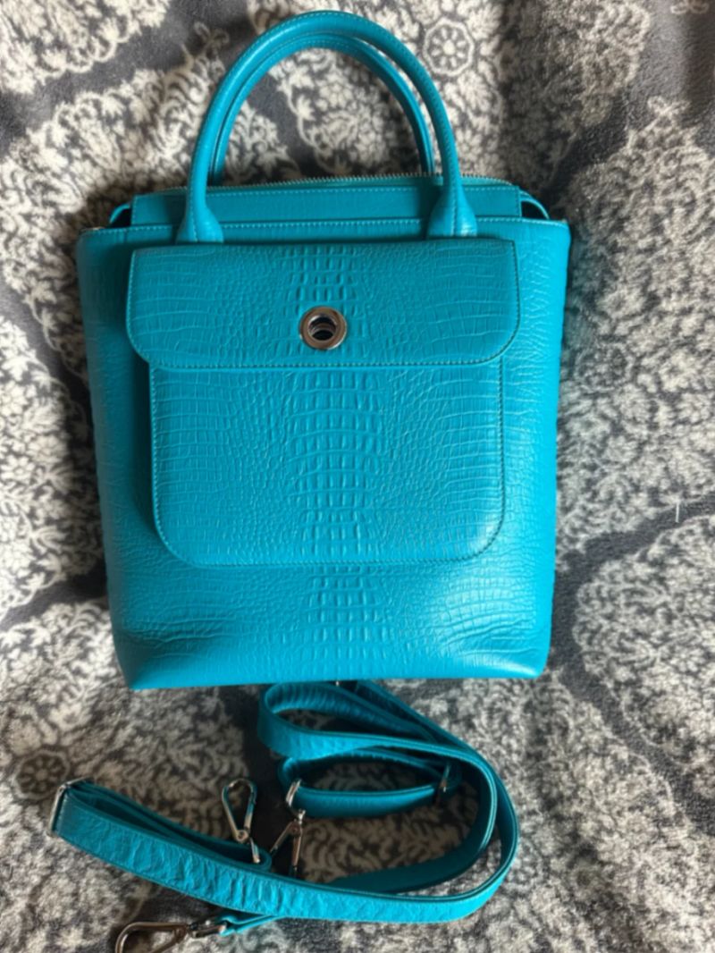 Mini P 2-in-1 Backpack - Textured - Silver / Turquoise Gator