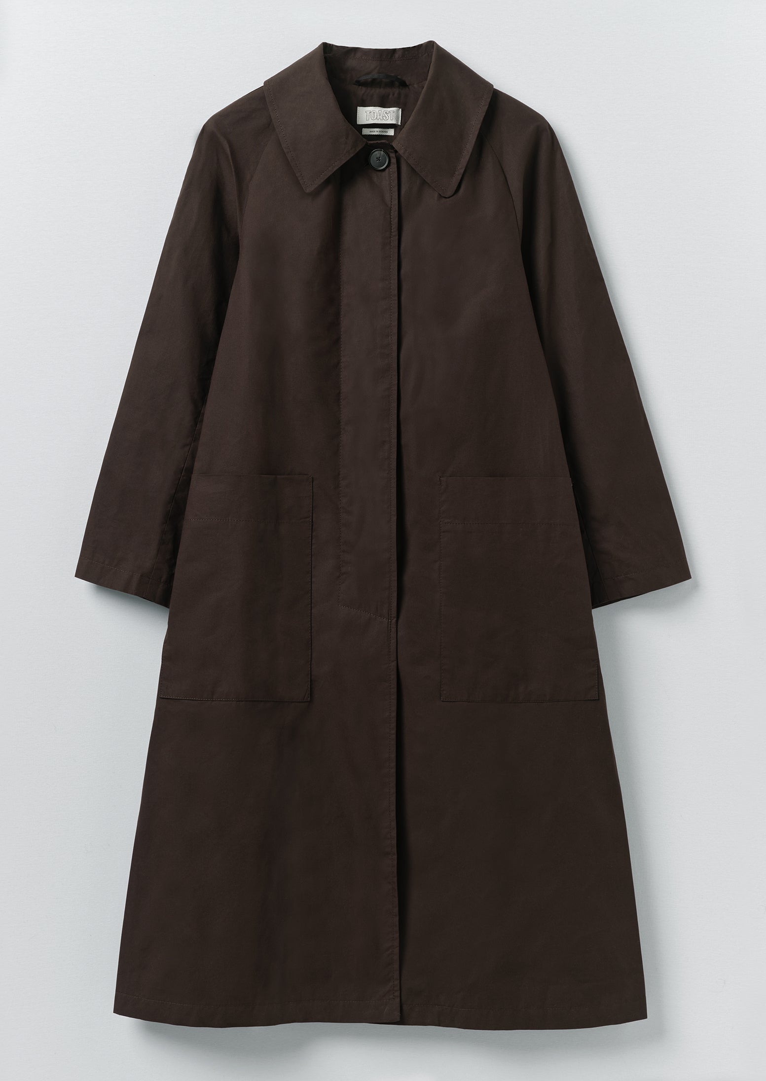 Frankie Waxed Cotton Raglan Coat - Chocolate