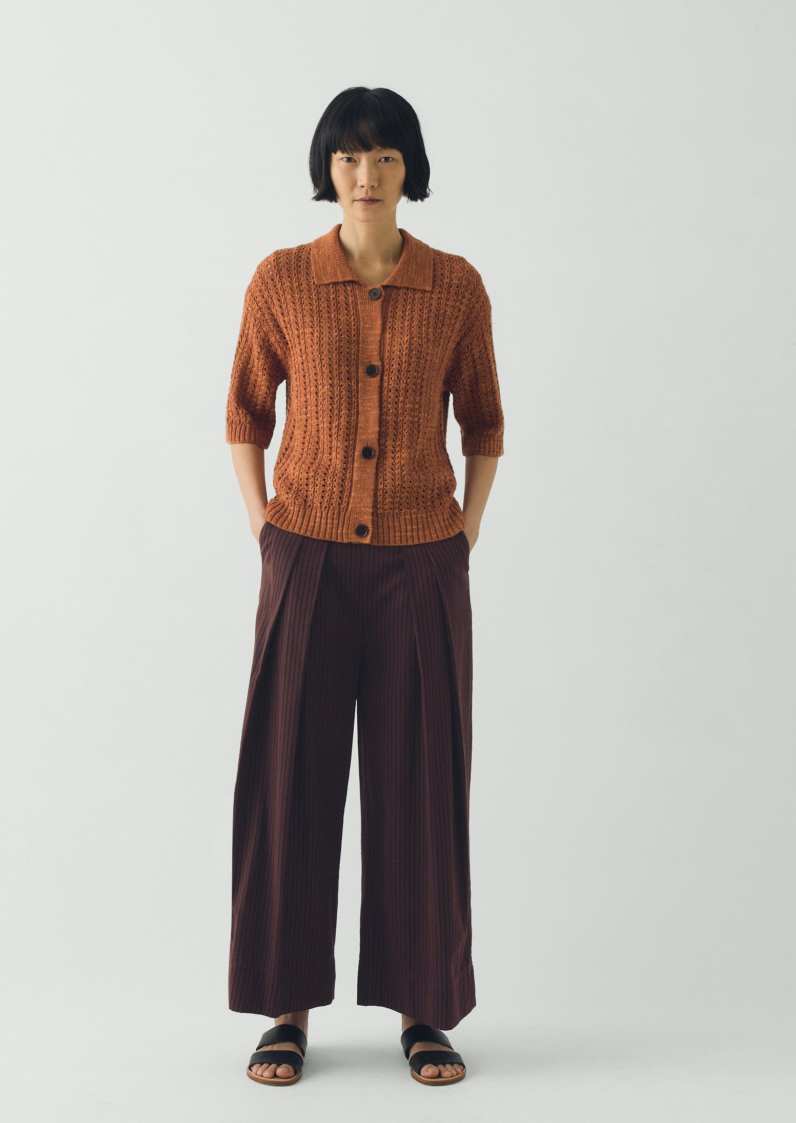 Stripe Fisherman Cotton Trousers - Black/Multi