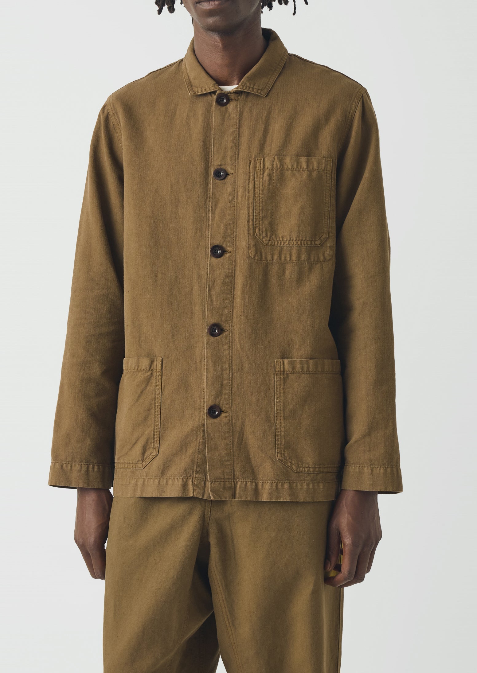 Arlo Garment Dyed Herringbone Jacket - Woodland Green
