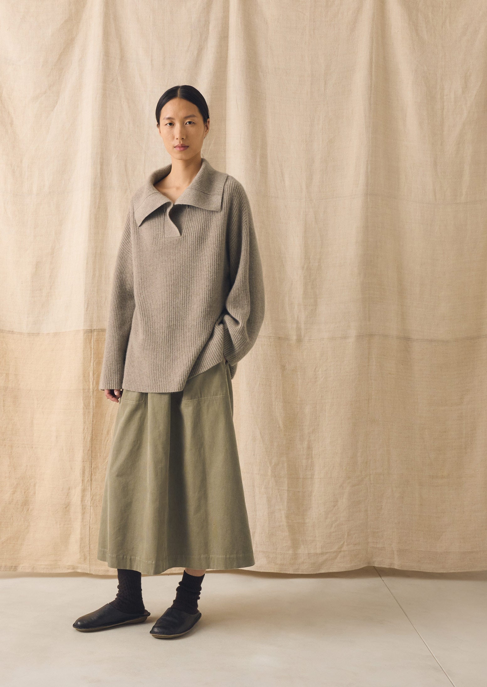 Ribbed Wool Cashmere Sweater - Oatmeal