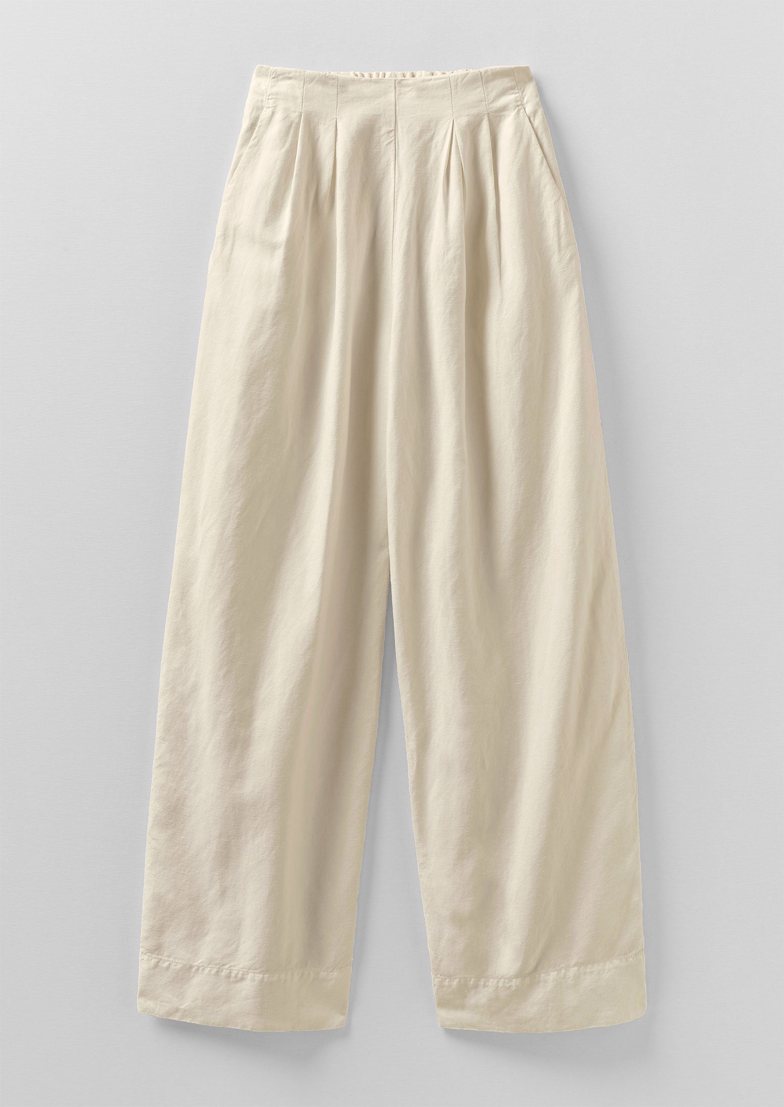 Corinne Cotton Linen Wide Leg Trousers - Parchment