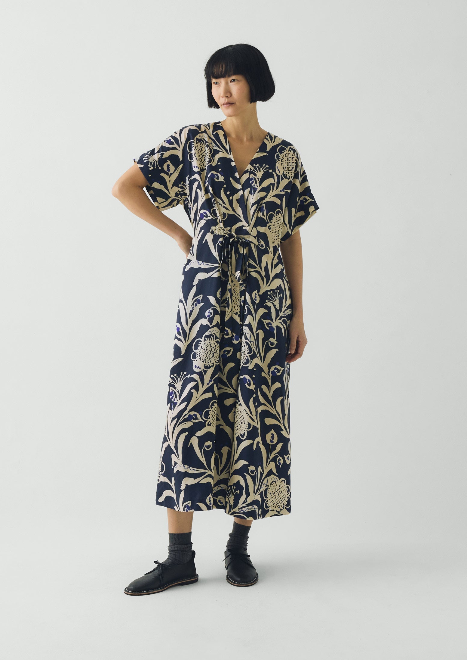 Crockery Print Dress - Smalt