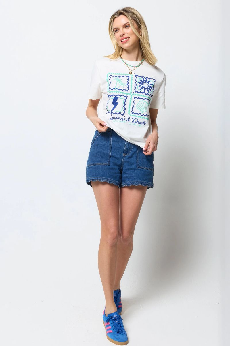 Ecru Tile Print T-Shirt