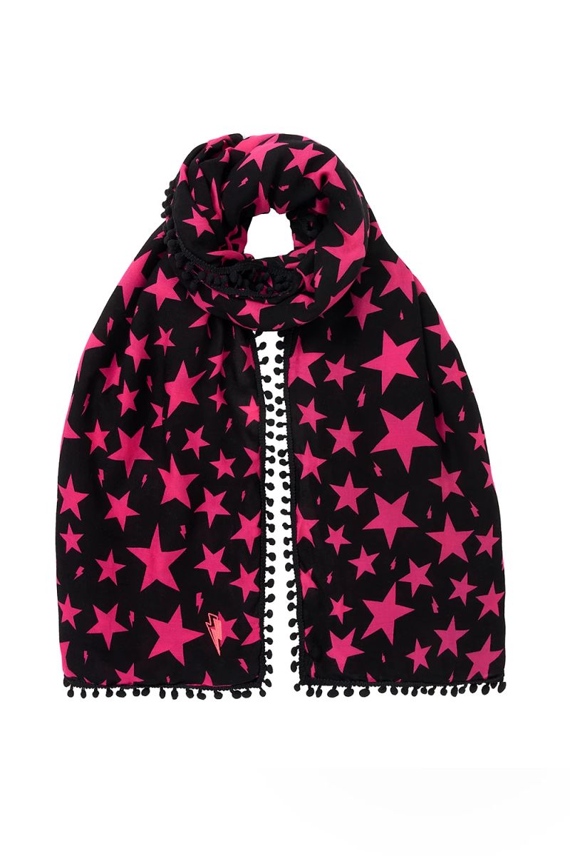Black with Pink Star Charity Super Scarf