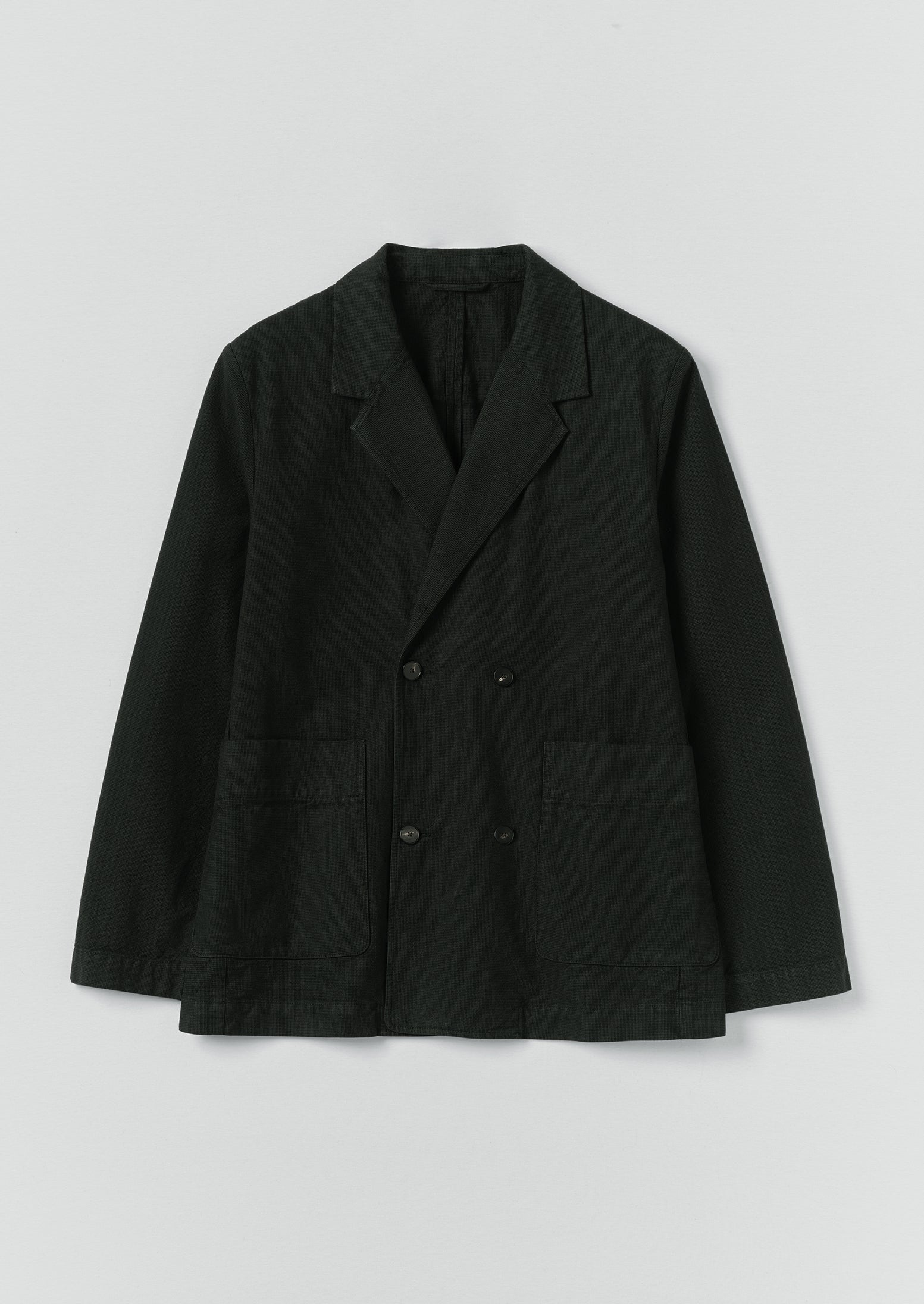 Overdyed Micro Houndstooth Cotton Blazer - Oil Green