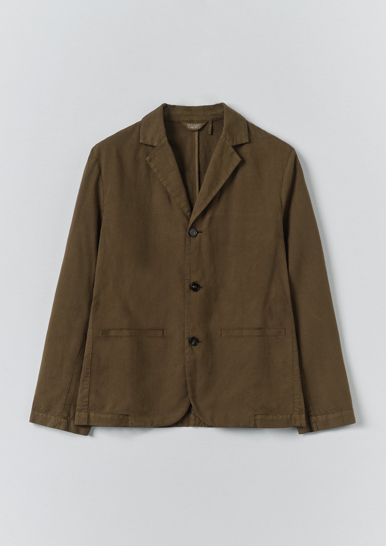 High Break Cotton Linen Blazer - Bronze Green