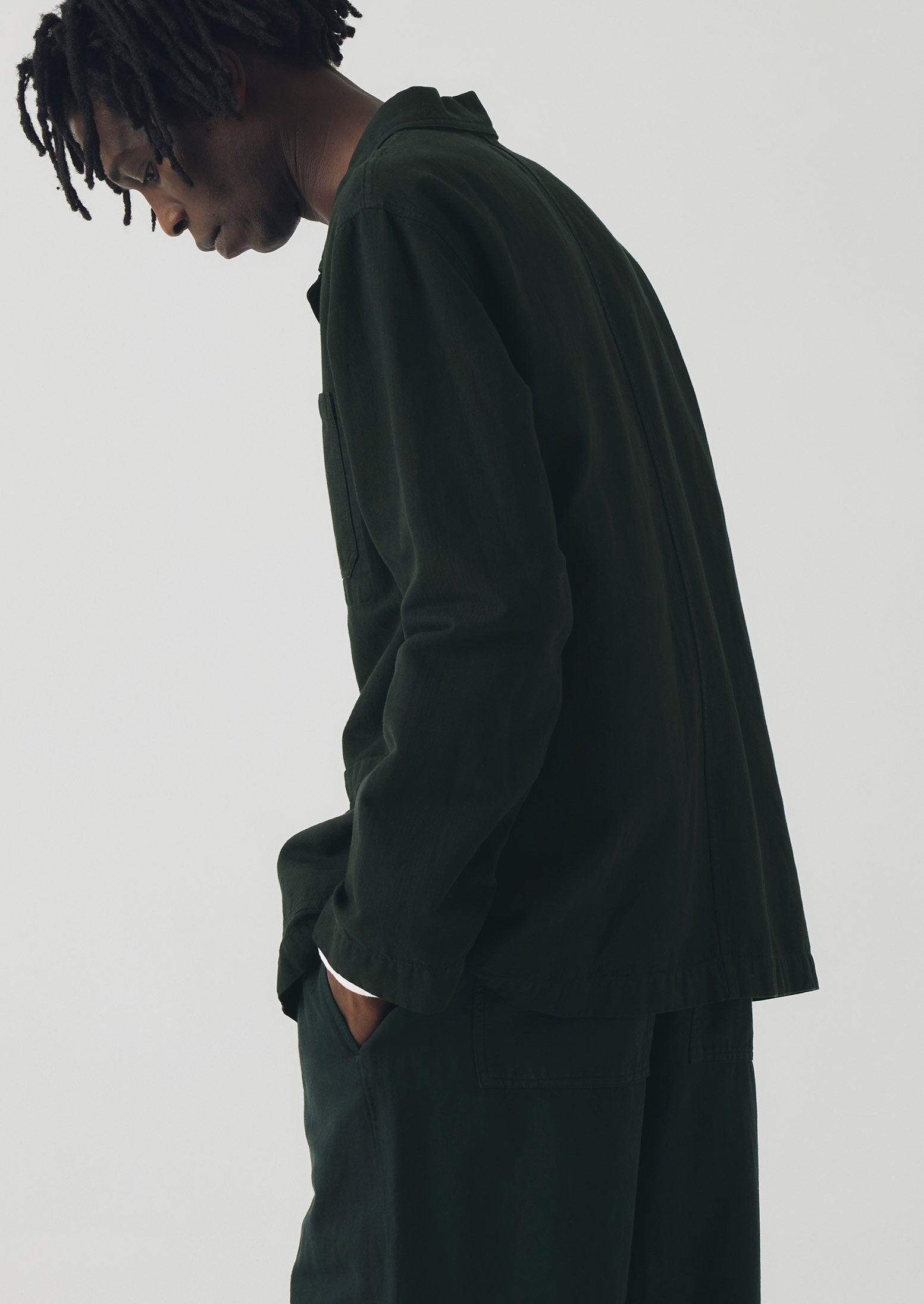 Arlo Garment Dyed Herringbone Jacket - Washed Black