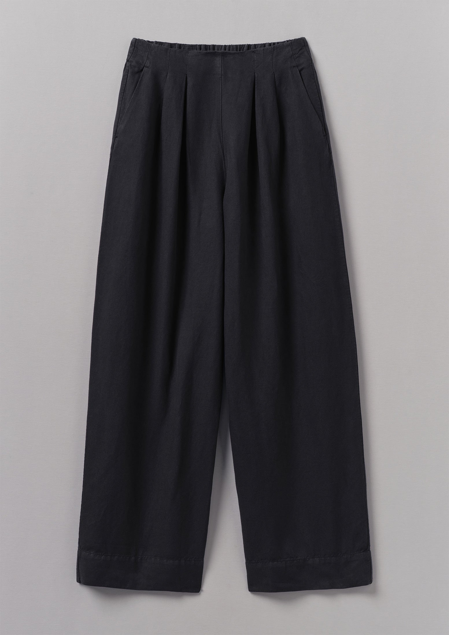 Corinne Cotton Linen Wide Leg Trousers - Slate Navy
