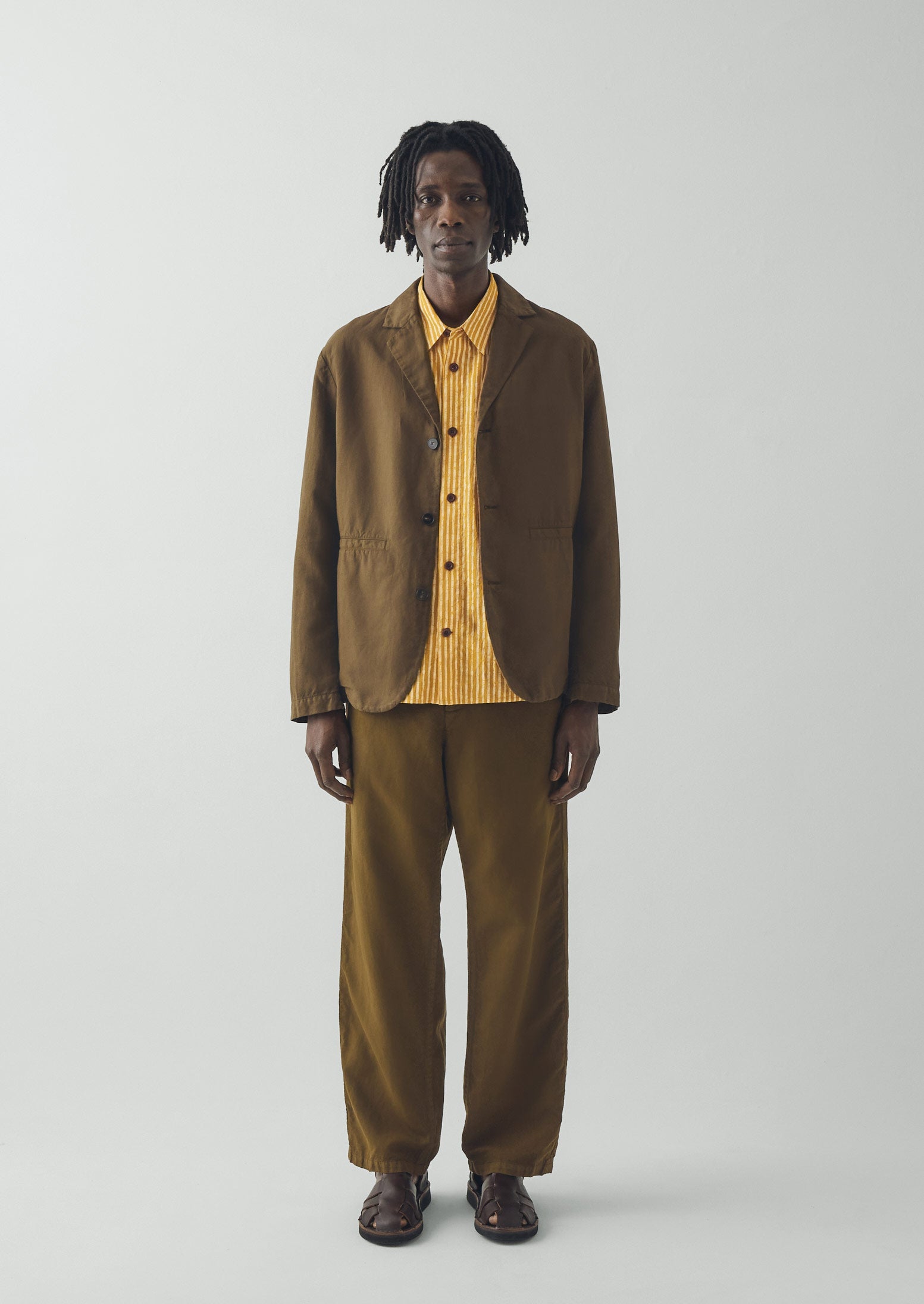 Rory Elasticated Cotton Linen Trousers - Bronze Green