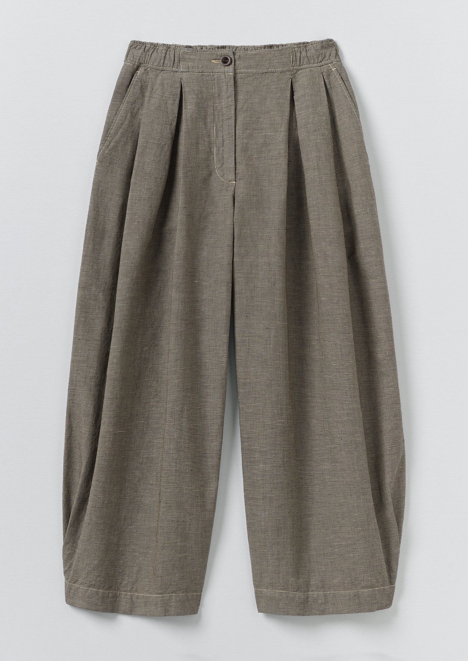 Carys Micro Houndstooth Wide Leg Trousers - Vintage White/Black