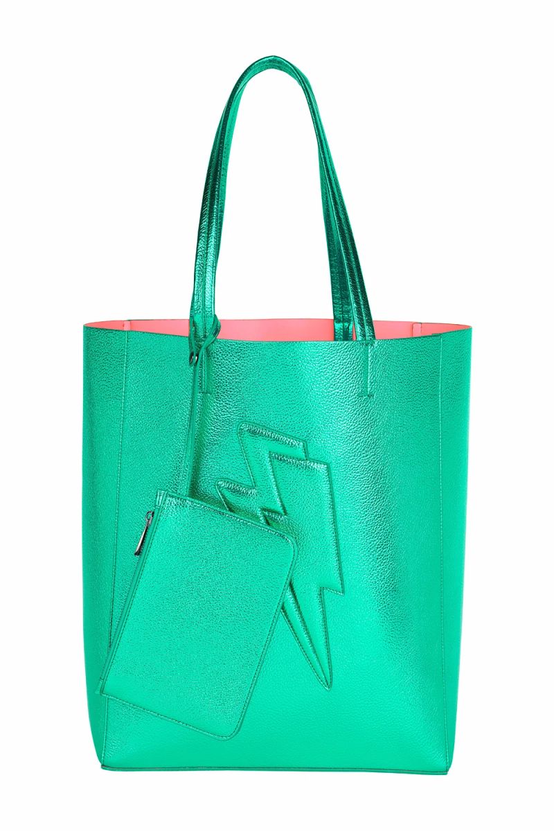 Green Metallic Large Tote Bag