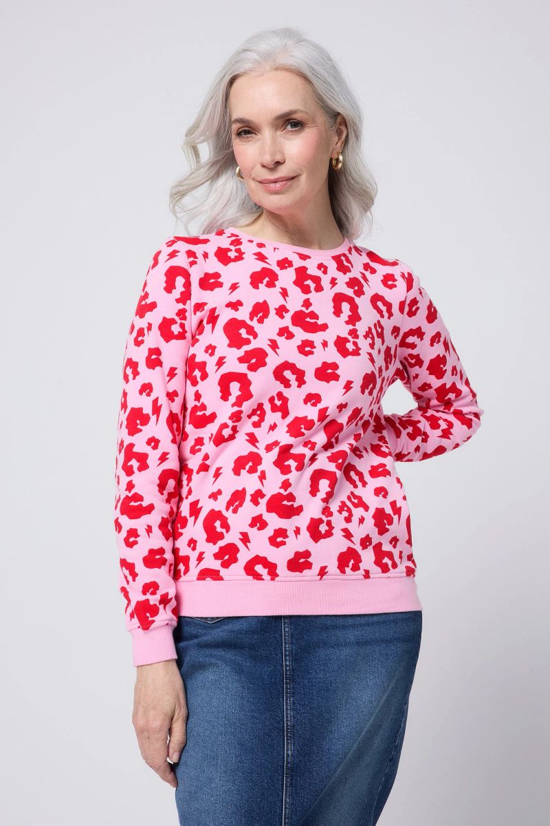 Pink with Red Leopard Sweatshirt