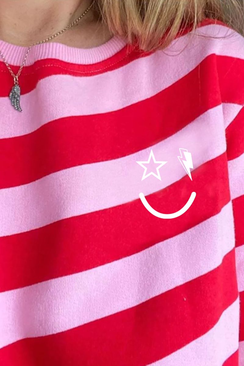 Pink and Red Stripe Sweatshirt