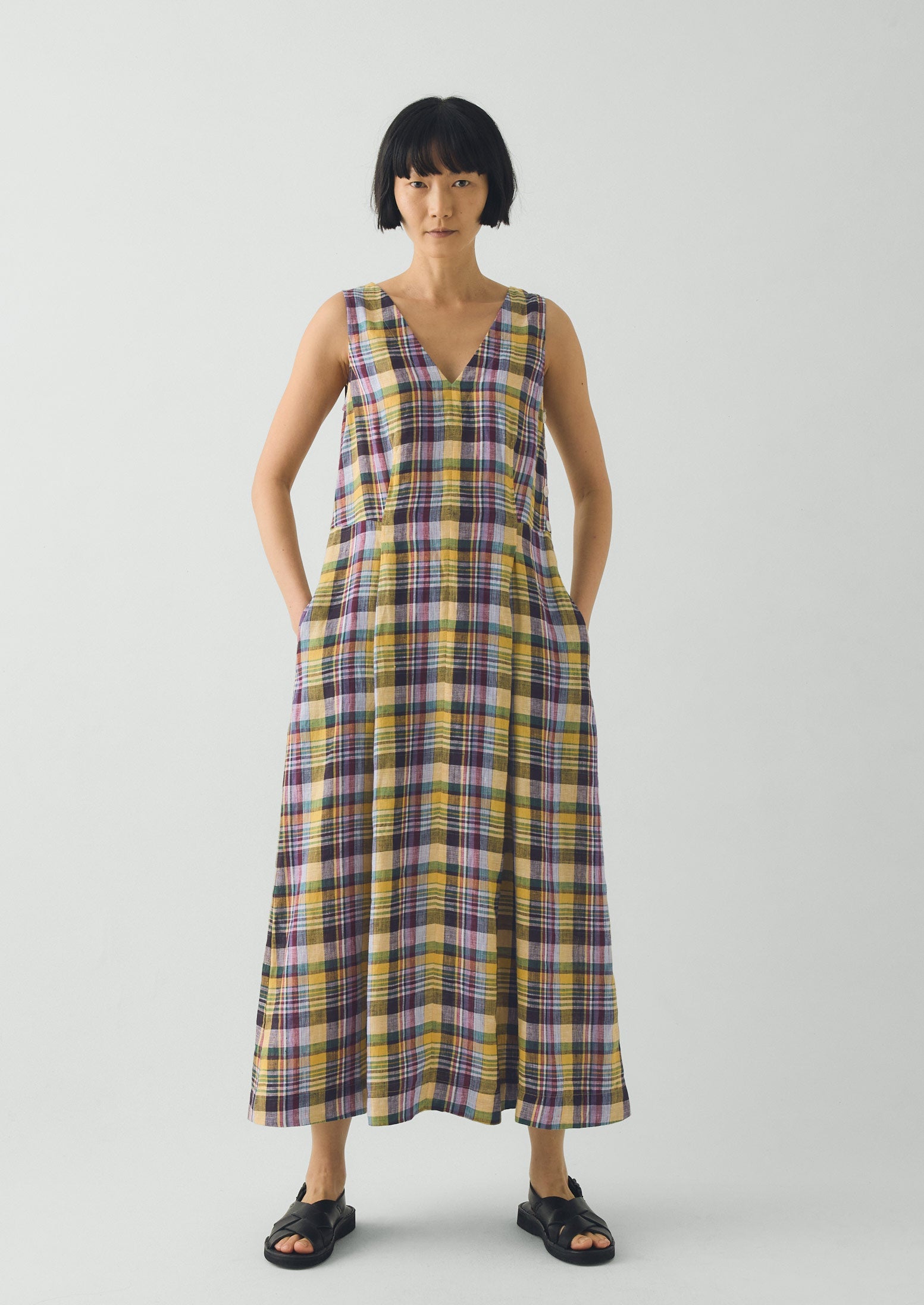 Gelato Check Linen Dress - Multi