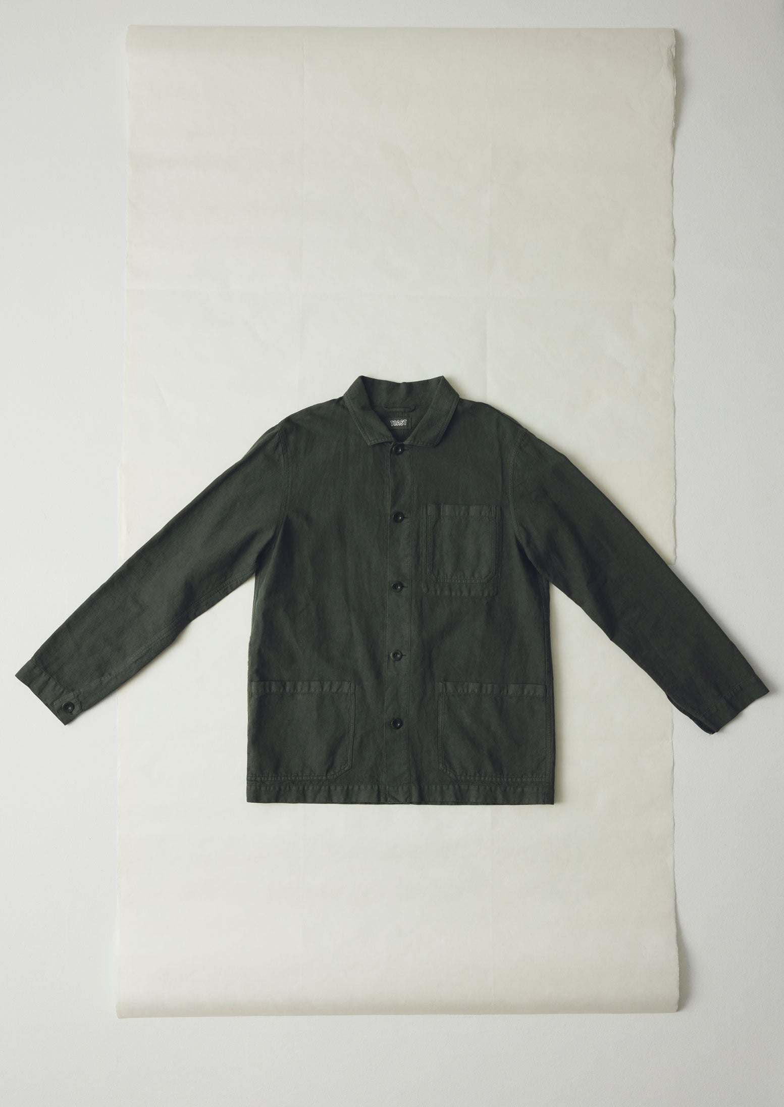 Arlo Garment Dyed Herringbone Jacket - Dark Moss
