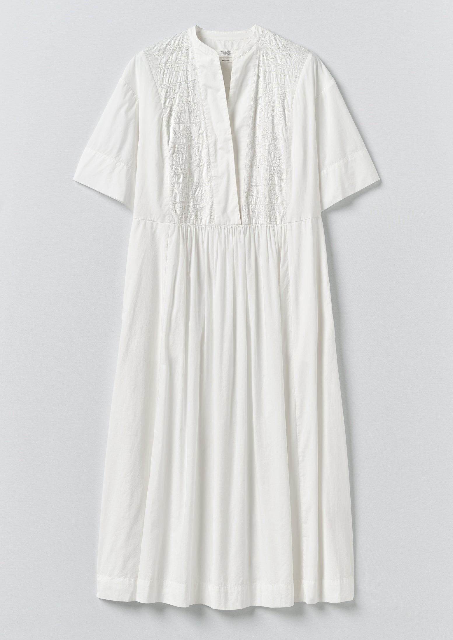 Embroidered Cotton Voile Dress - Chalk White