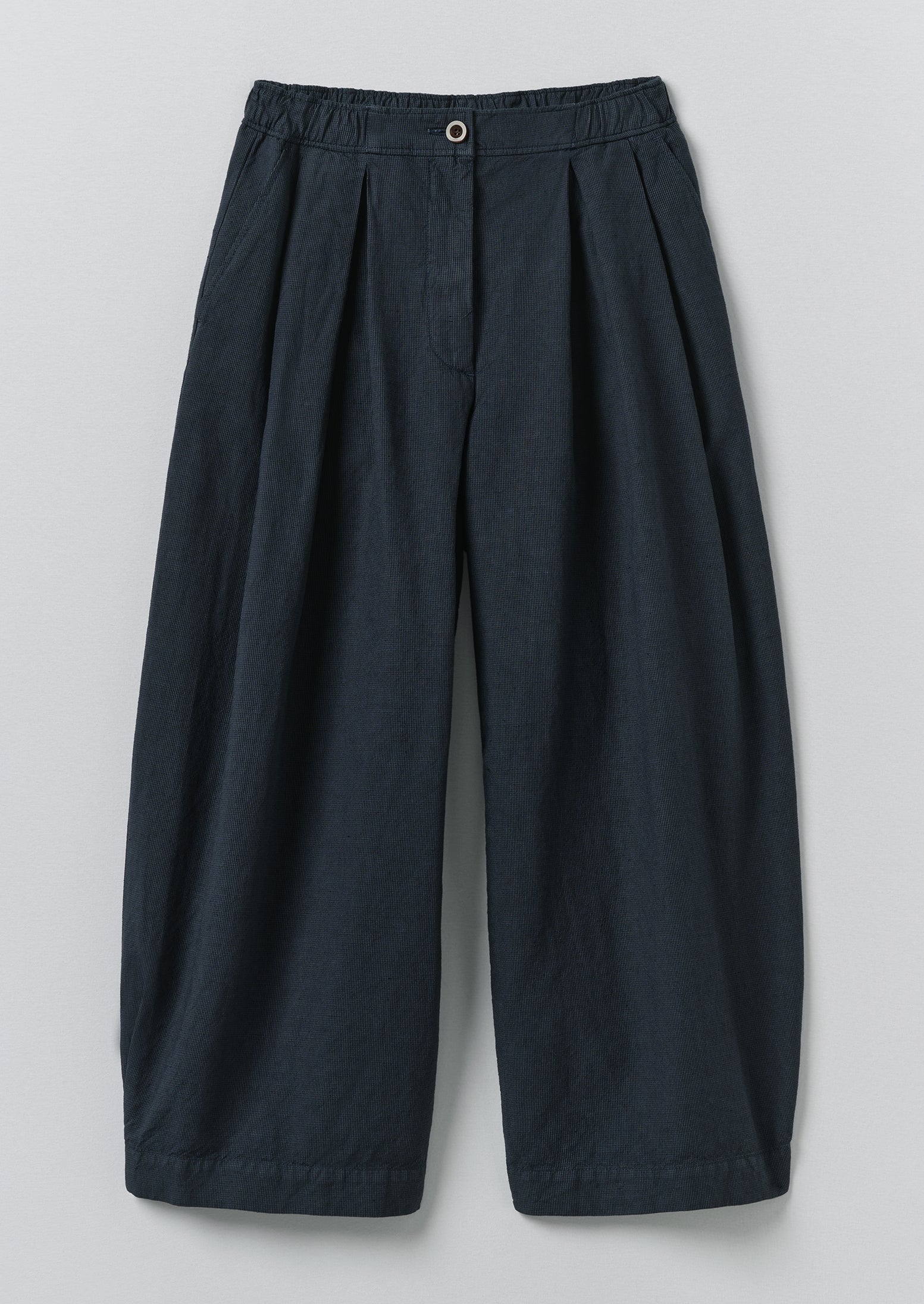 Carys Micro Houndstooth Wide Leg Trousers - Steel Blue
