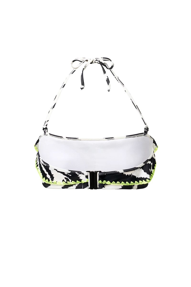 Ivory with Black Shadow Tiger Bandeau Bikini Top