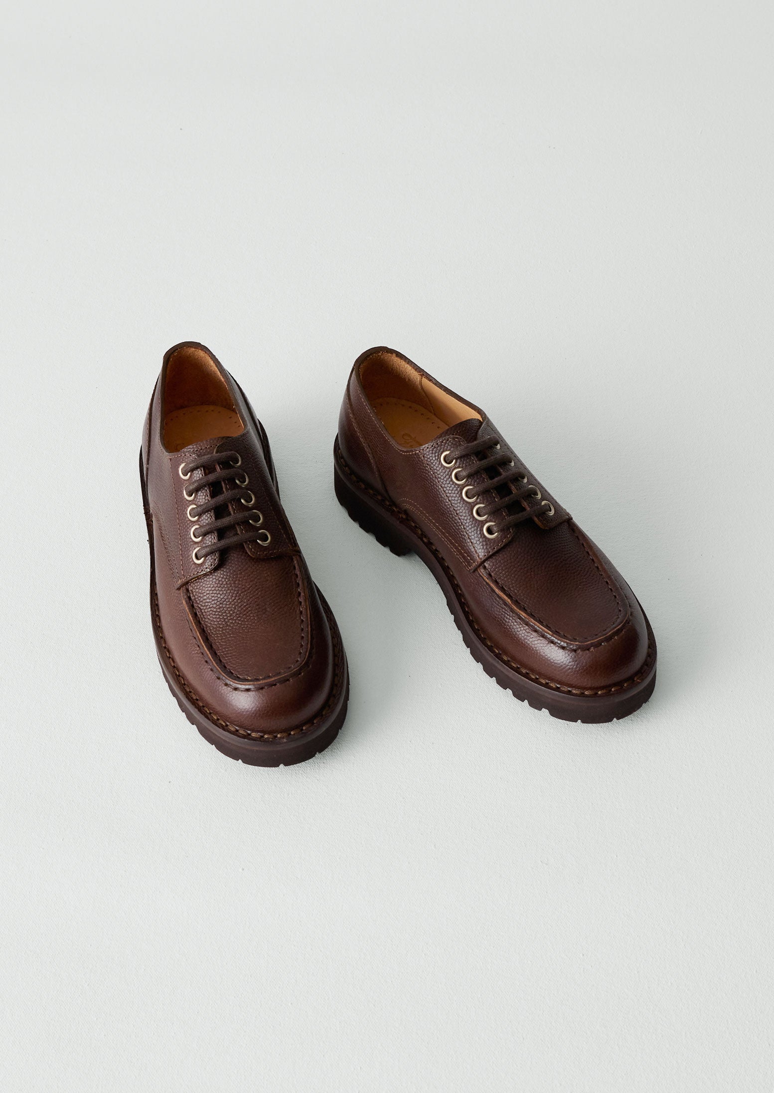Fracap Leather Postman Shoes - Dark Brown