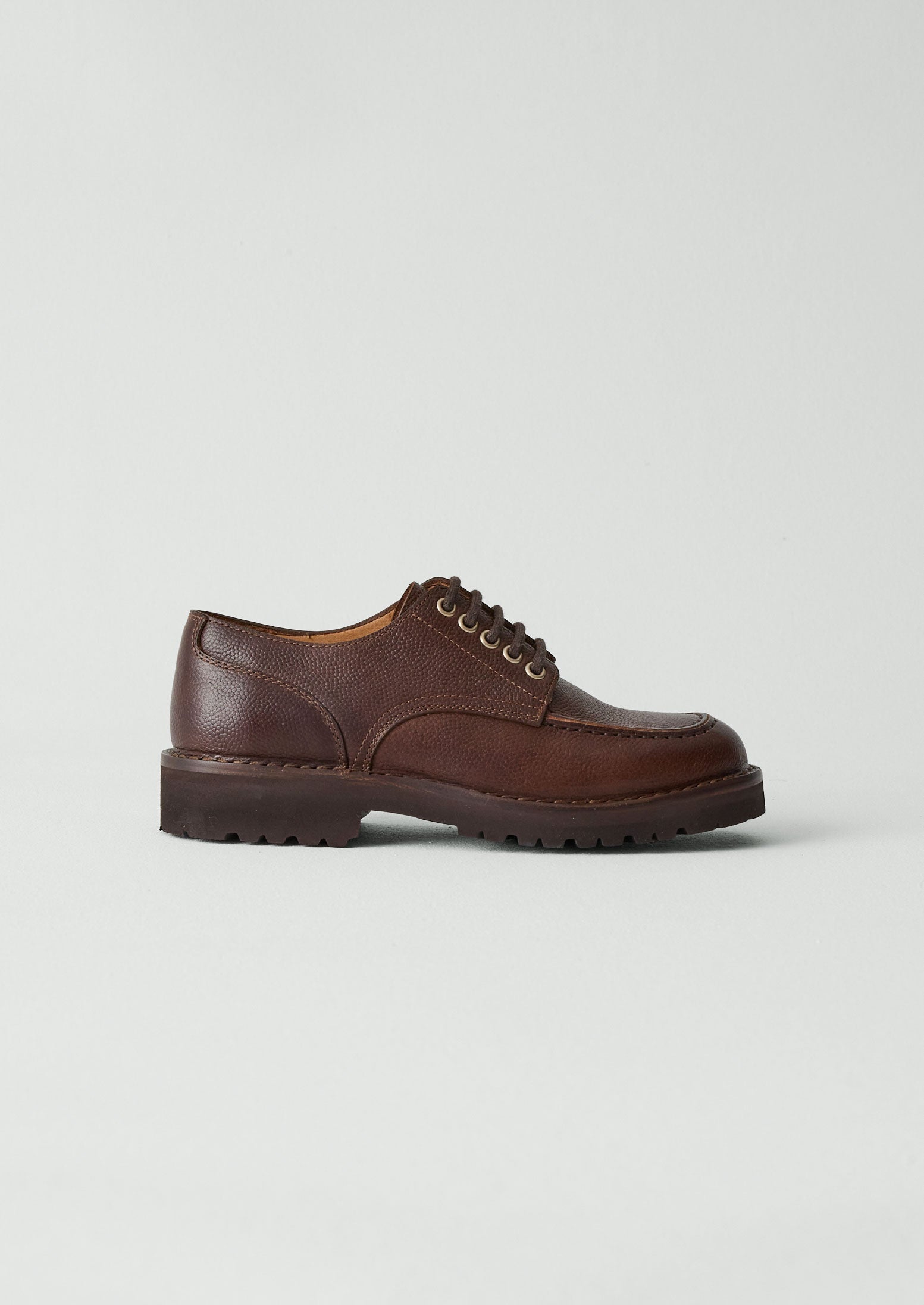 Fracap Leather Postman Shoes - Dark Brown