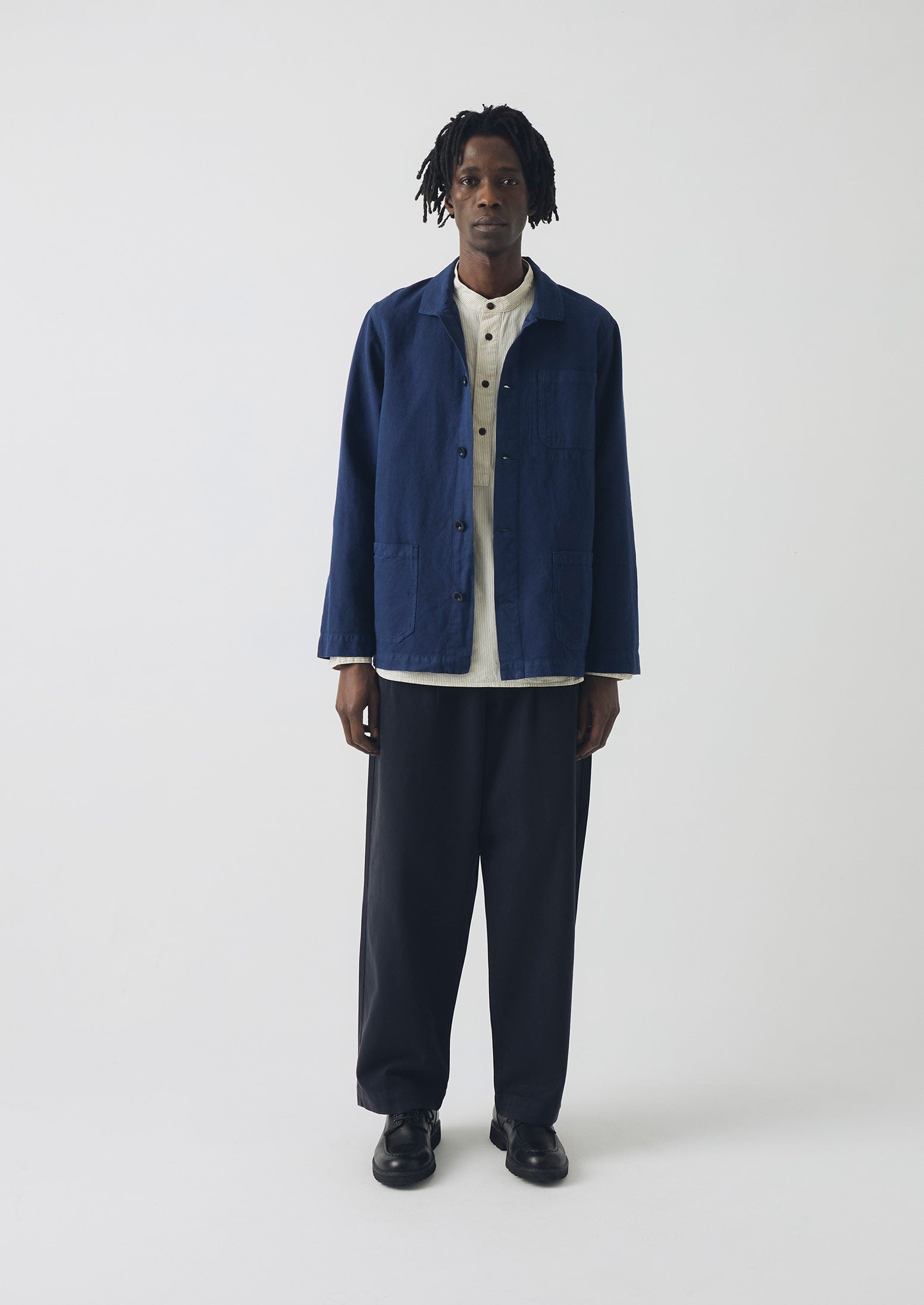 Arlo Garment Dyed Herringbone Jacket - Dark Indigo