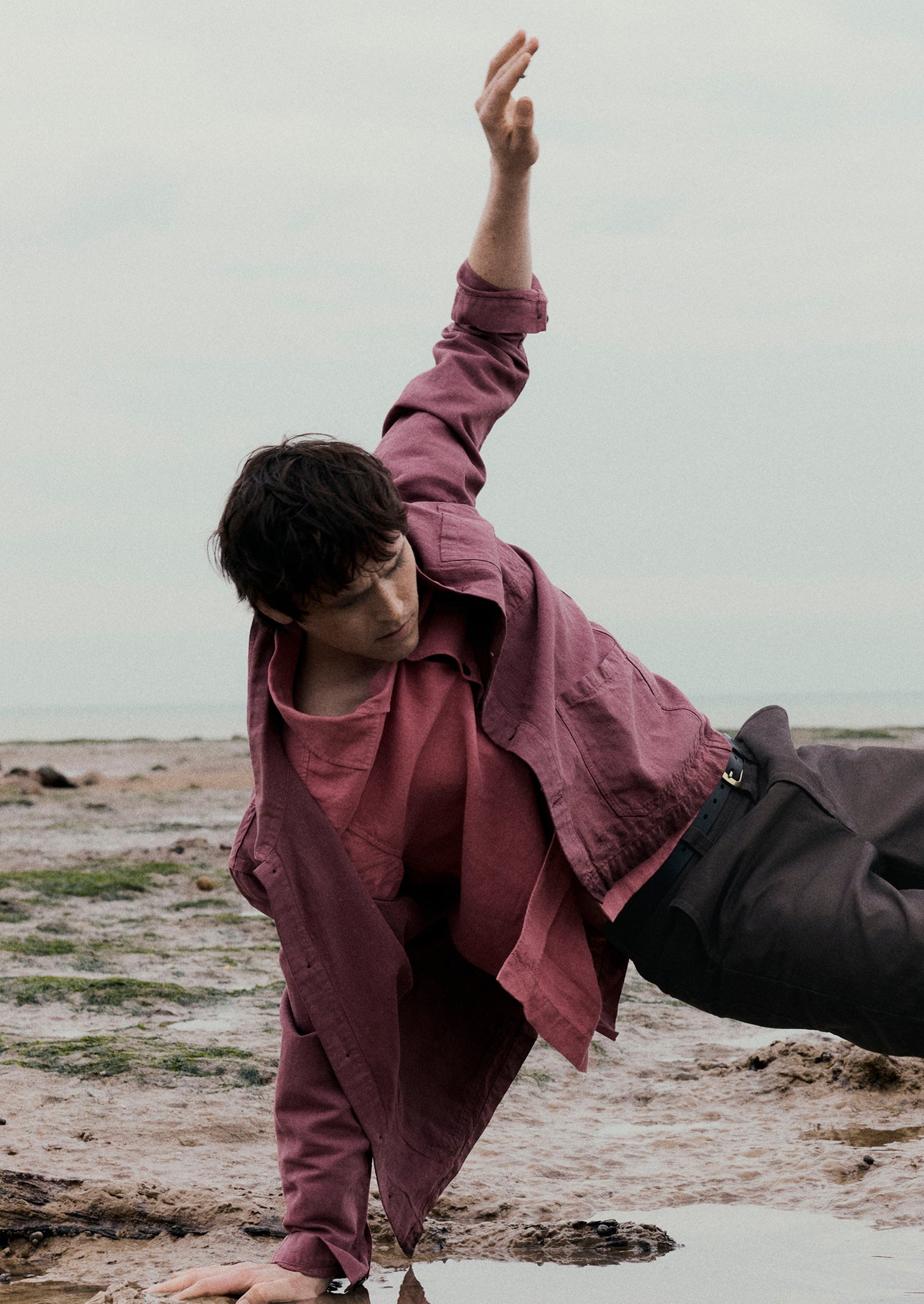 Arlo Garment Dyed Herringbone Jacket - Mauve
