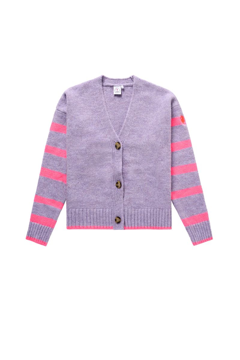 Lilac and Neon Pink Stripe Cardigan