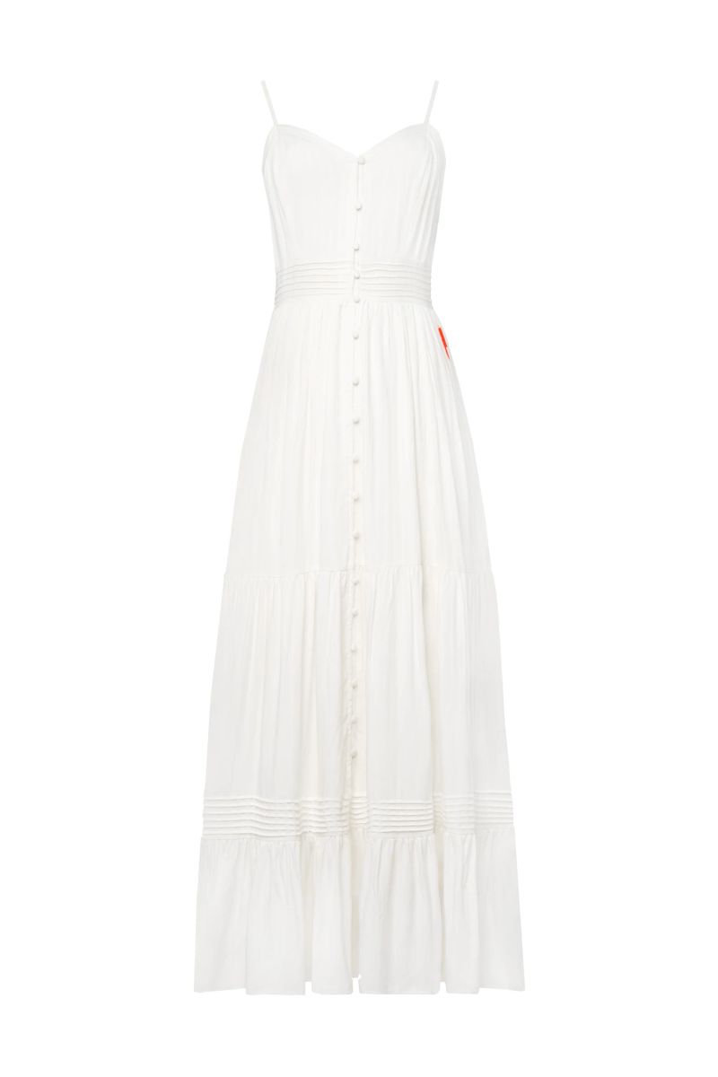 White Pintuck Midi Sundress
