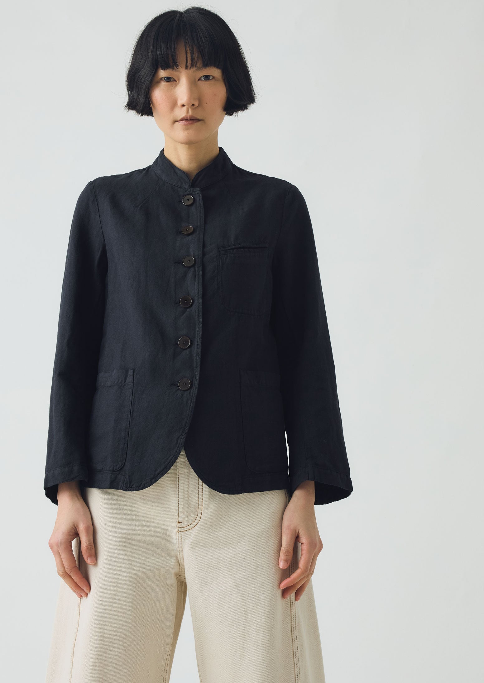 Cotton Linen Neat Jacket - Slate