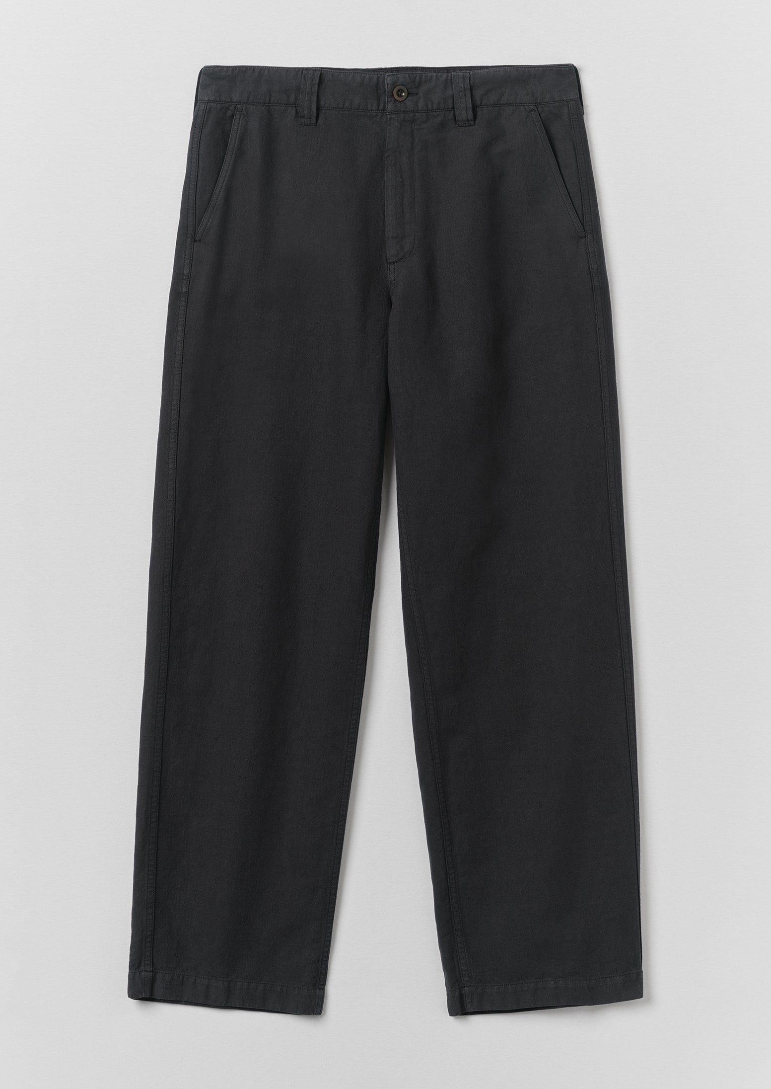 Rory Straight Leg Cotton Linen Trousers - Washed Black