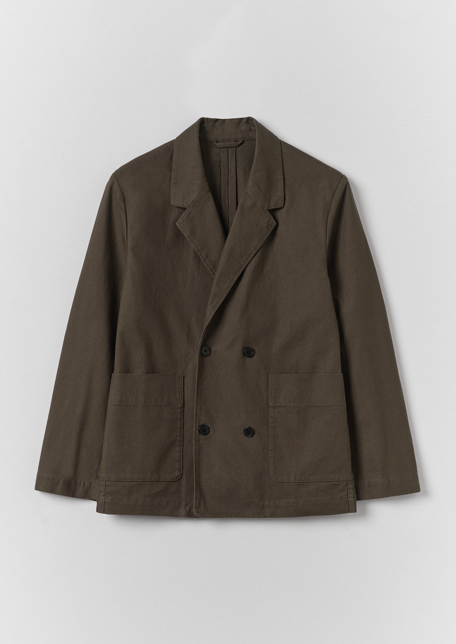 Cotton Canvas Double Breasted Jacket - Flint Grey