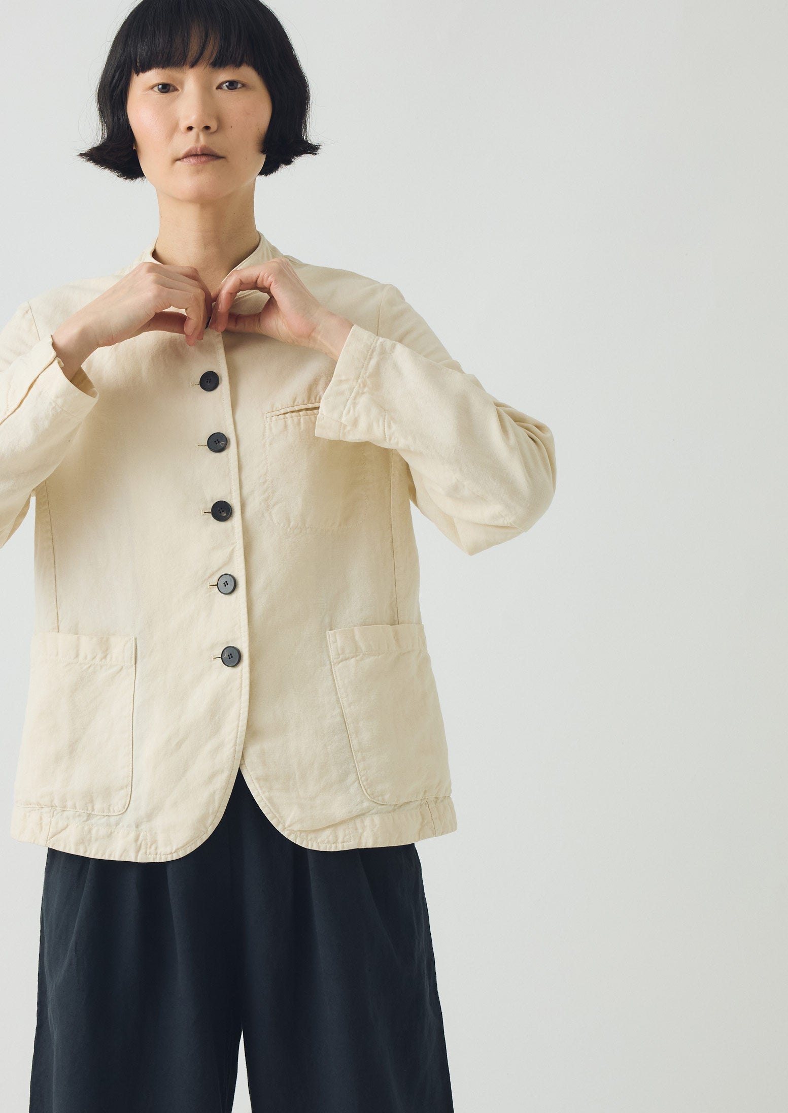 Cotton Linen Neat Jacket - Parchment