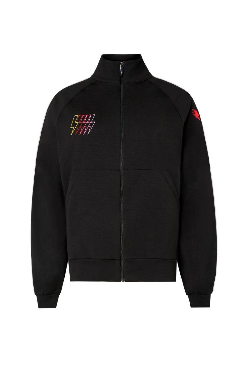 Black Funnel Neck Zip Through Sweat Top