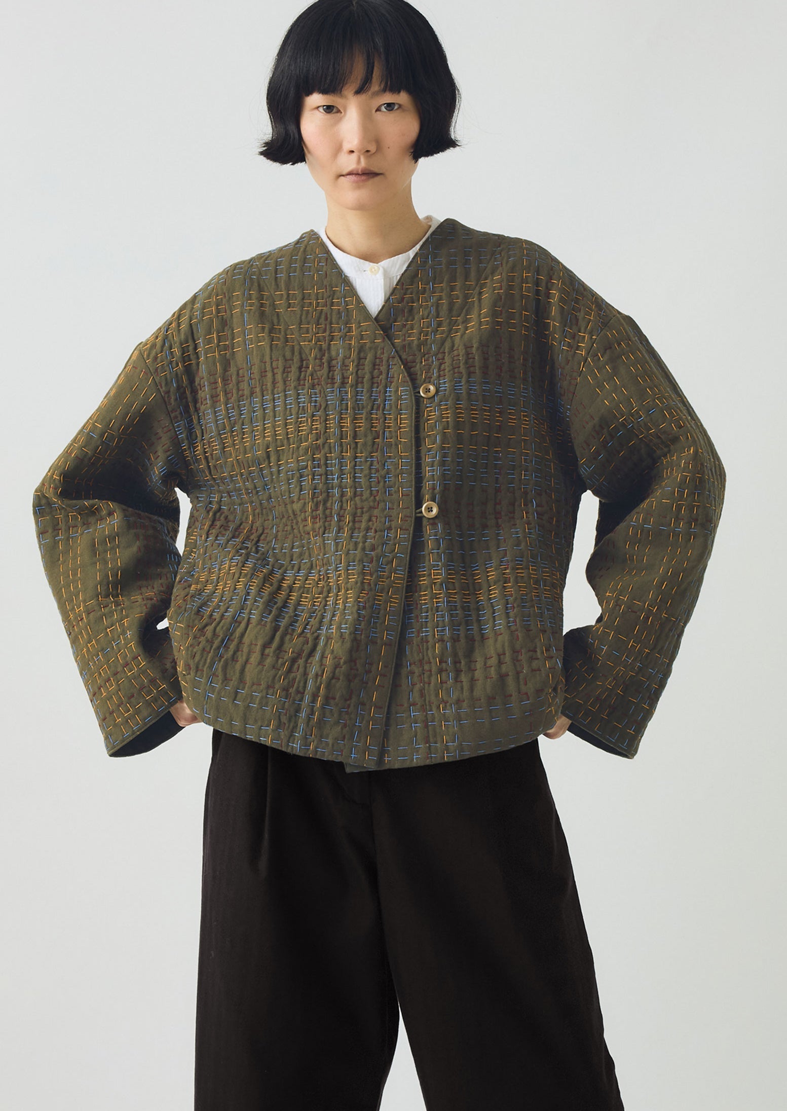 Kantha Tweed Cotton Jacket - Multi