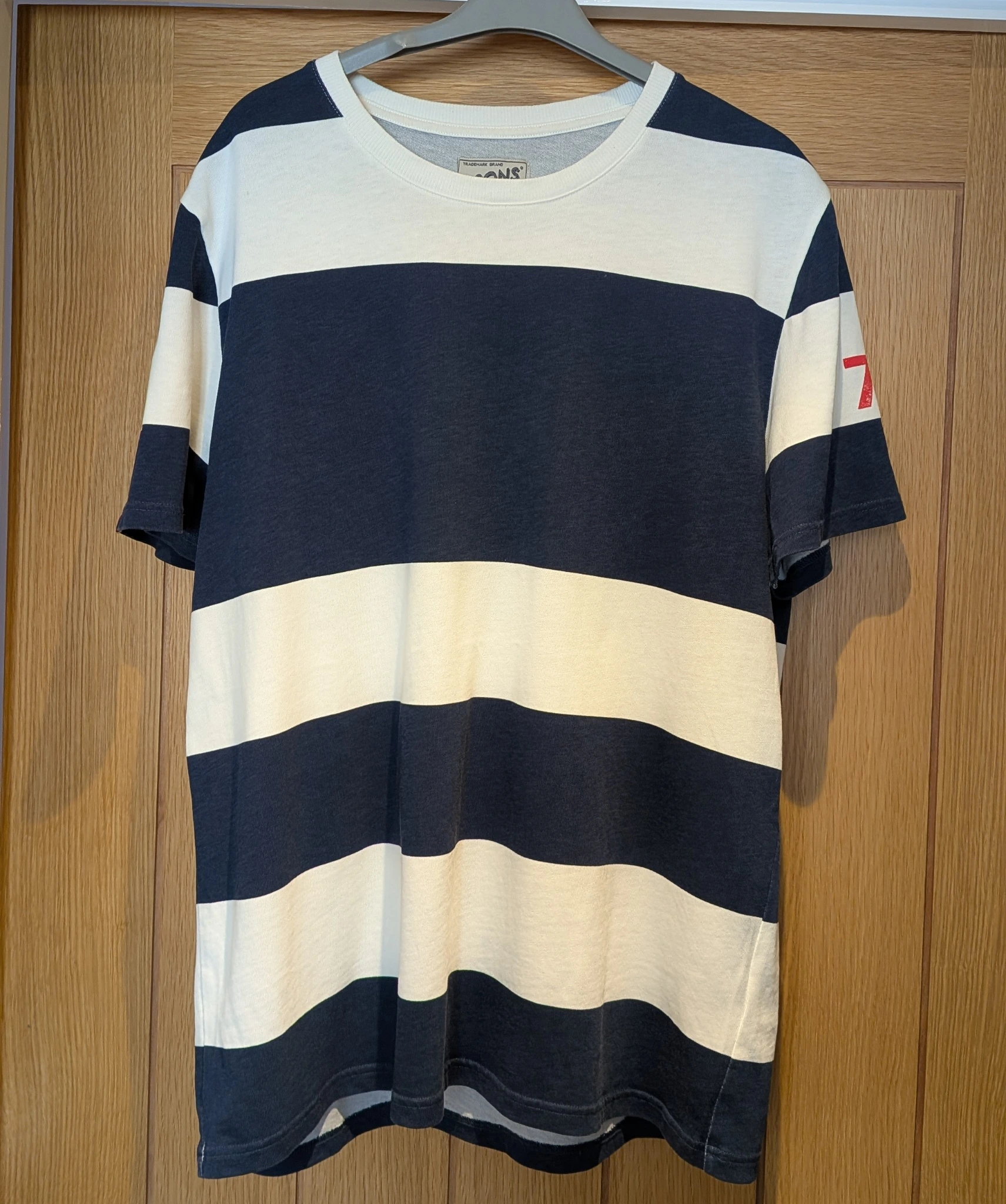 Vans Navy and Cream Striped T-Shirt