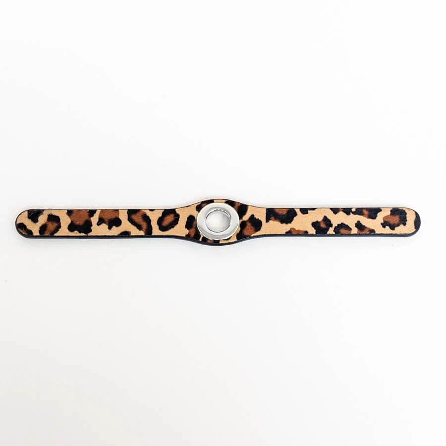 Deco Strip - Textured - Stud - Silver / Leopard Calf